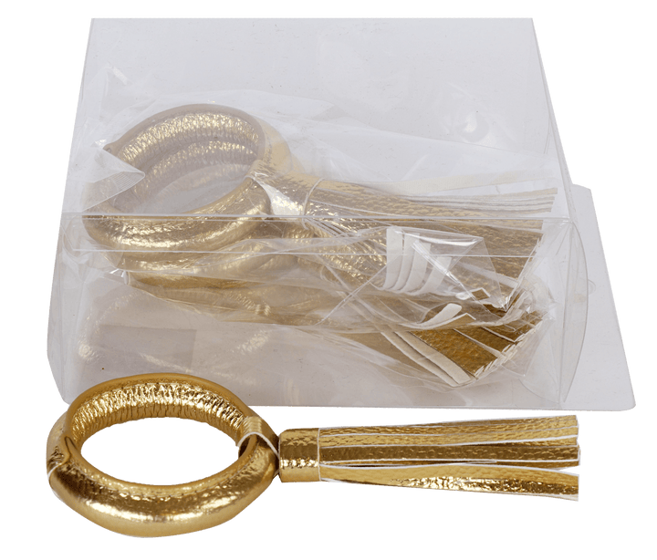 Gold Tassel Napkin Ring set of 4/pvc box,-0