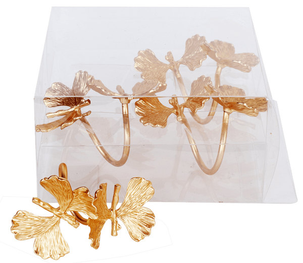 Gold Butterflies Napkin Ring set of 4/pvc box,-0