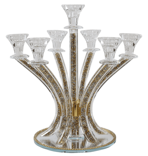 Candelabra 7 Gold-Silver Stones 14"-0