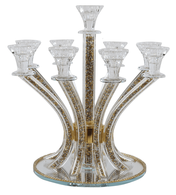 Candelabra 9 Gold-Silver Stones 14"-0