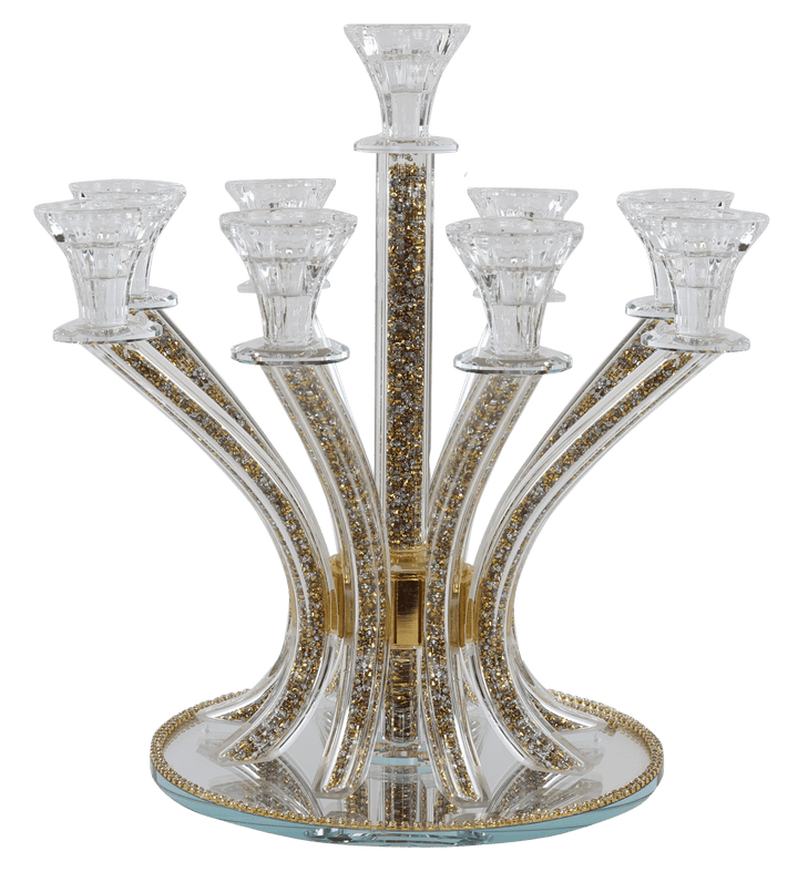 Candelabra 9 Gold-Silver Stones 14"-0