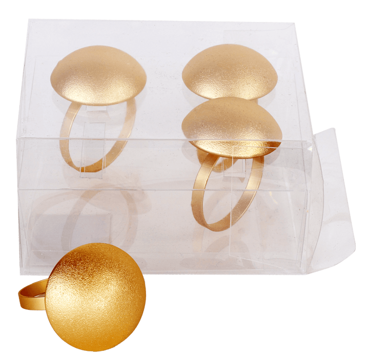Gold Button Napkin Ring set of 4/pvc box,-0
