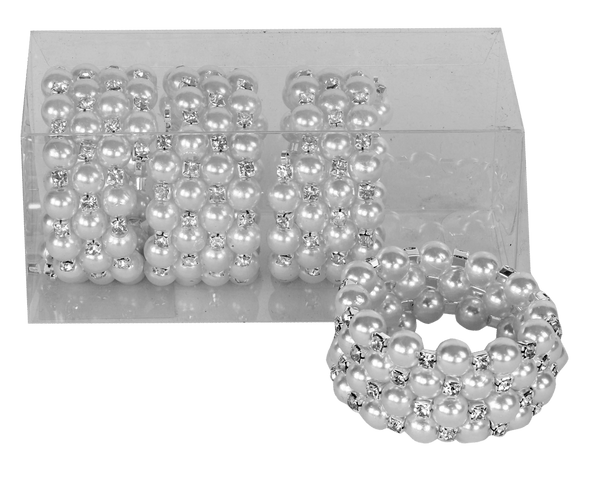 Pearl'n'diamonds Napkin Ring set of 4/pvc box,-0