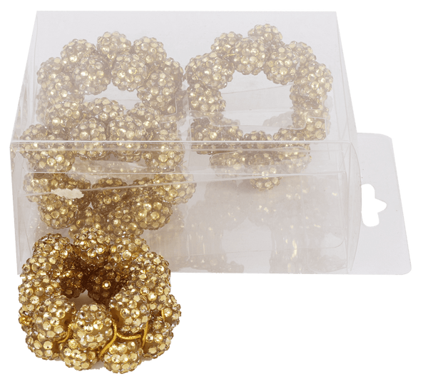 Gold Diamond'n'studs Napkin Ring set of 4/pvc box,-0