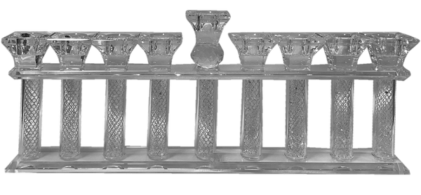 Crystal Menorah With Silver Design 6.5x14.5"-0