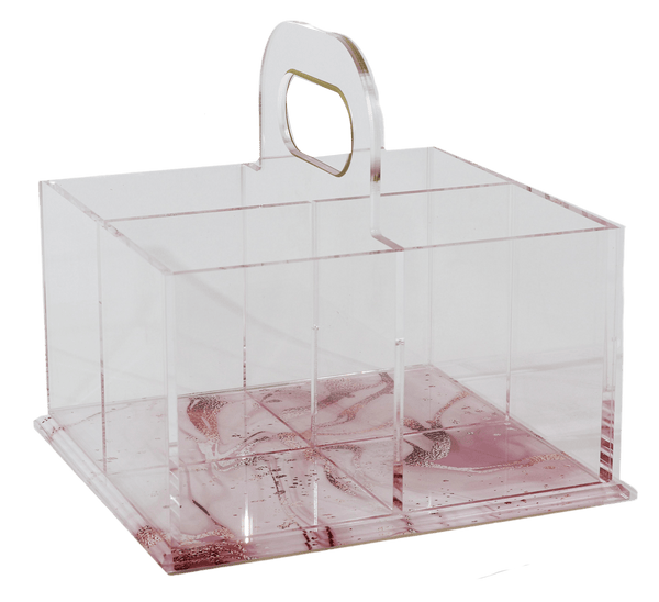 Acrylic 4 Section Cutlery Holder - Marble Design-0