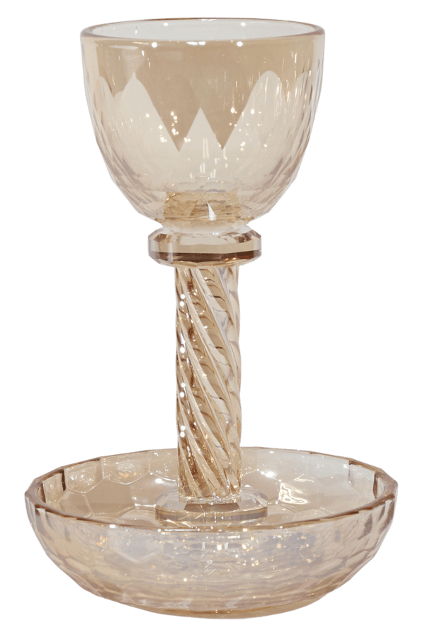 Crystal Gold Kiddush Cup with Tray 6"-0