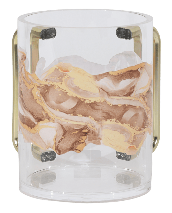 Acrylic Washcup Gold Handles Beige Marble-0