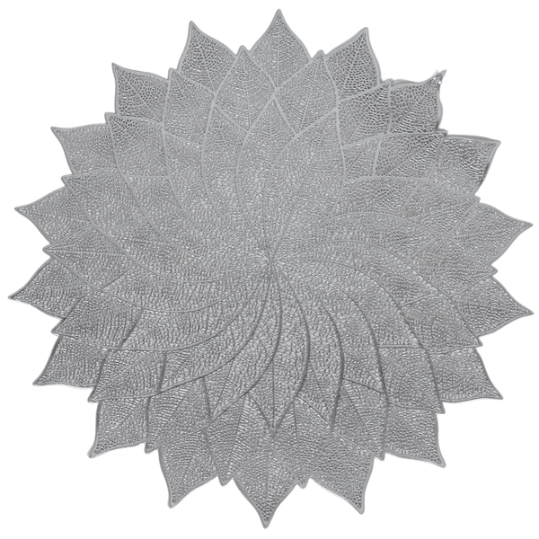 Silver Blooming Leather Look Laser cut Placemats 15" (12pcs)-0