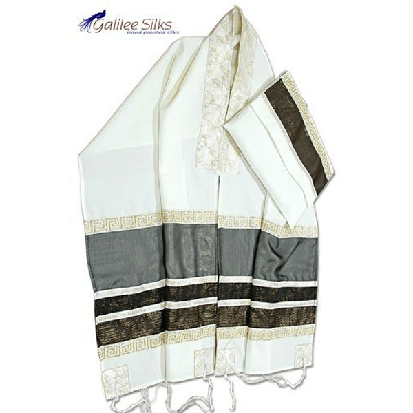 Gray Decorated Tallit, Bar Mitzvah Tallit, Wedding Tallit, Custom Tallit from Israel