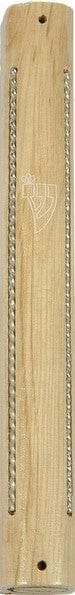 Wood Mezuzah with metal stripes 12 cm-0