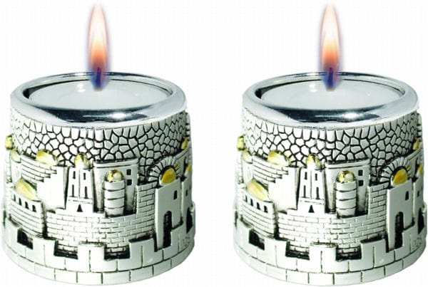 Candle Holders Round Jerusalem Silver