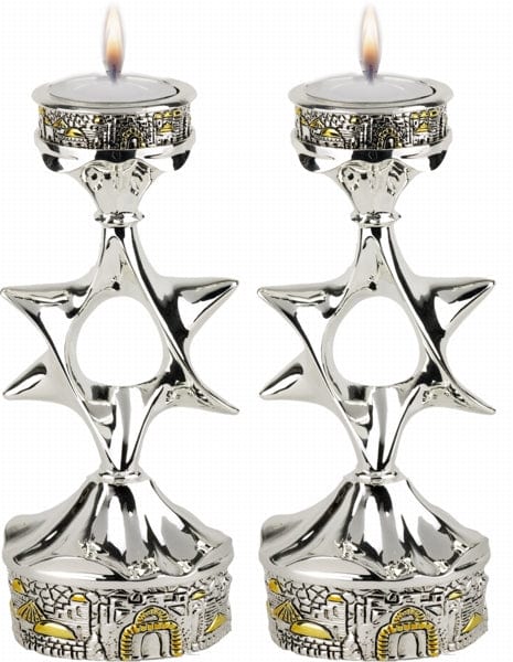 Candle Holders Star of David Silver