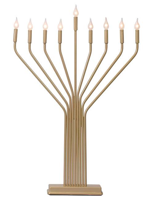 23'' Large Designer Electric Menorah - Silver or Gold Gold 9 Spare Bulbs 