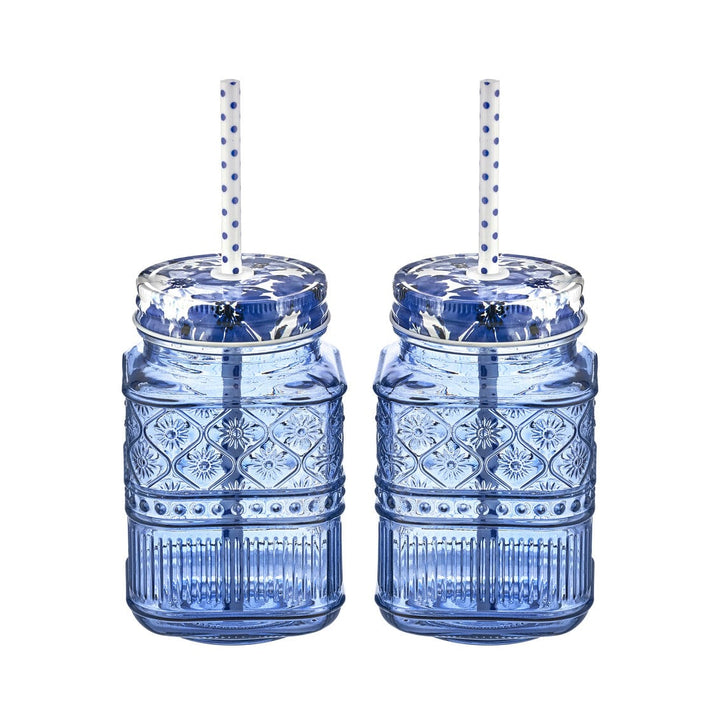 Claro Mason Jars 16oz S/2 Blue-0