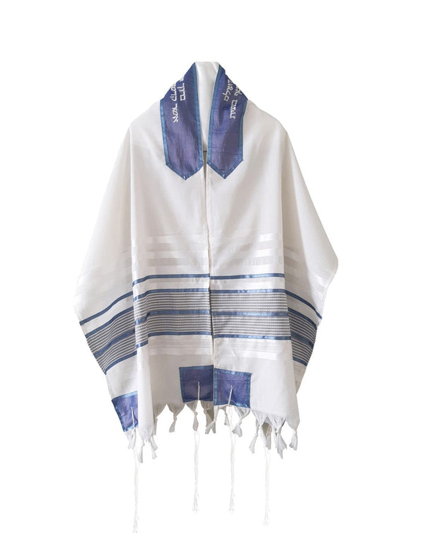 Smoked Blue with Light Blue Stripes Tallit, Bar Mitzvah Tallit Set, Tzitzit Hebrew Prayer Shawl