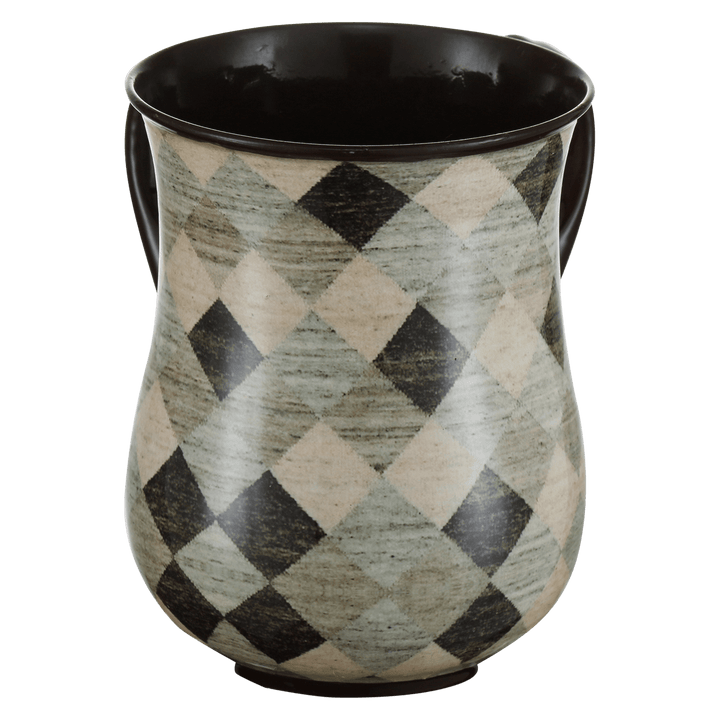 Washing Cup Rhombus Silver & Brown (6 Per Case)`-0