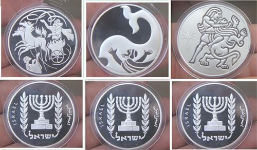 30 Pcs ( 10 Sets ) Bible Story Jonah Samson Eliyahu Silver Plated Israel Coins Set wholesale 