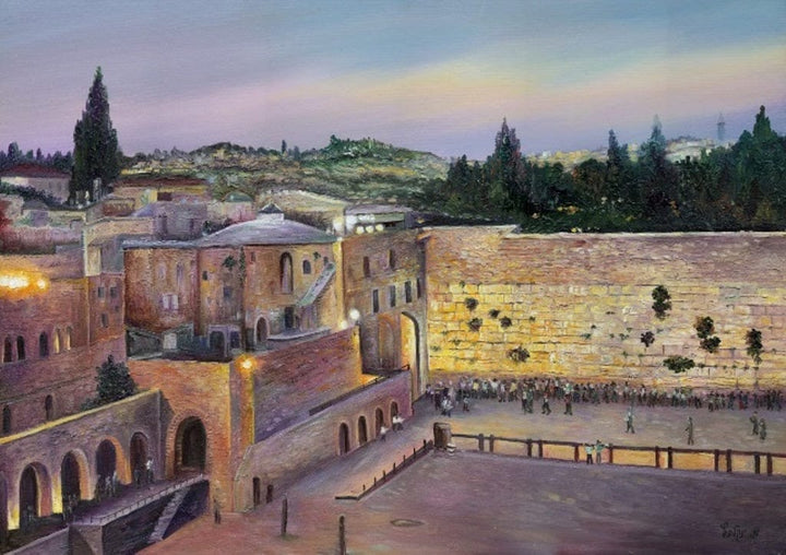 Sukkah Mural Decoration X Large on fabric 'The Kotel' print 4’7”X 10’-0