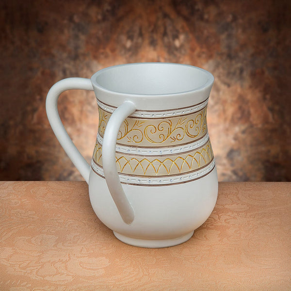 White Scroll Resin Wash Cup-0