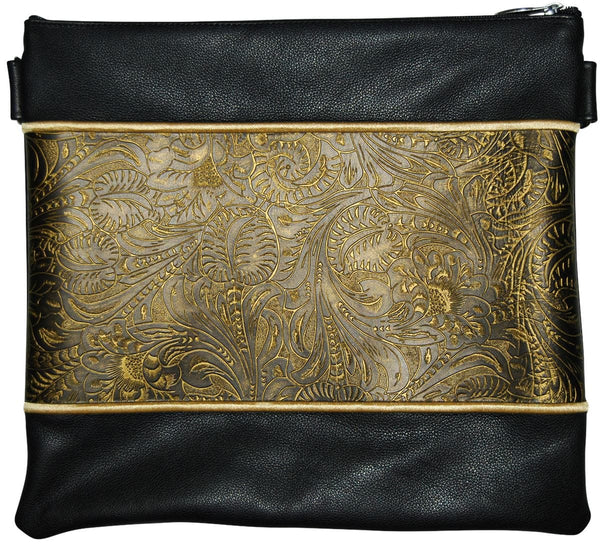 355G-BK1 Tallis/Tefillin Bags Tefillin Gold Black & Gold Floral & Black