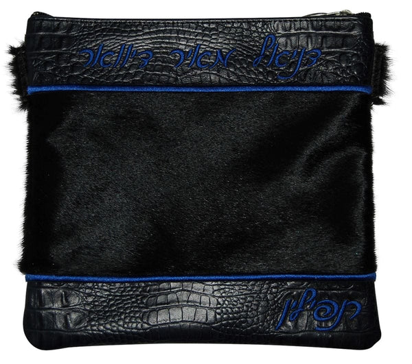 355I-BK Tallis/Tefillin Bags Tefillin Royal Blue Black Fur & Black Croc
