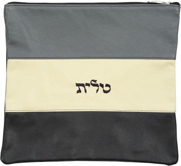 360C-BK Tallis/Tefillin Bags Tefillin Black Light Grey - Cream & Black