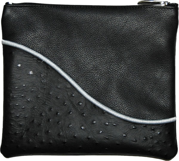 365F-BK Tallis/Tefillin Bags Tefillin Silver Black Ostrich & Black