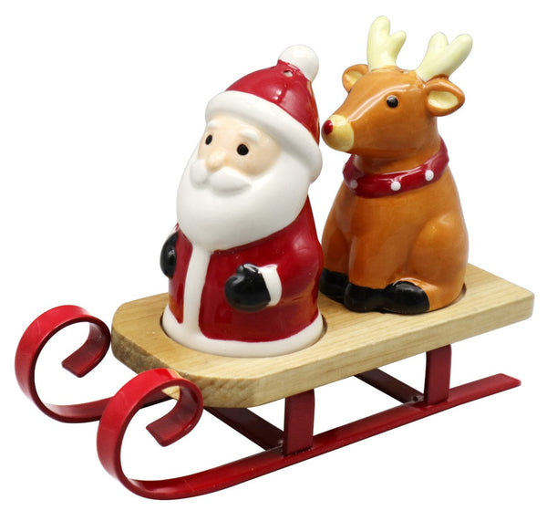 Sleigh Santa & Reindeer S&p-0