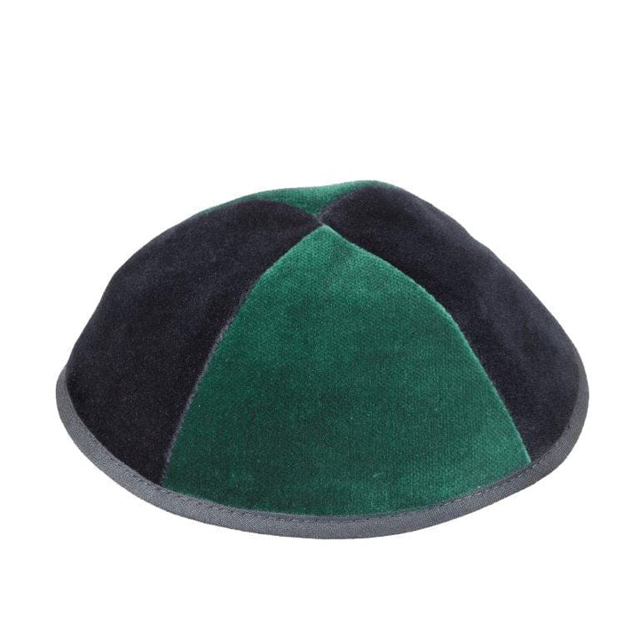 4 Part Gray & Green Yarmulka With Rim Size 3 