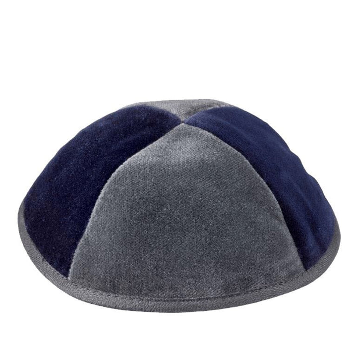 4 Part Navy & Grey Yarmulka With Rim Size 4 