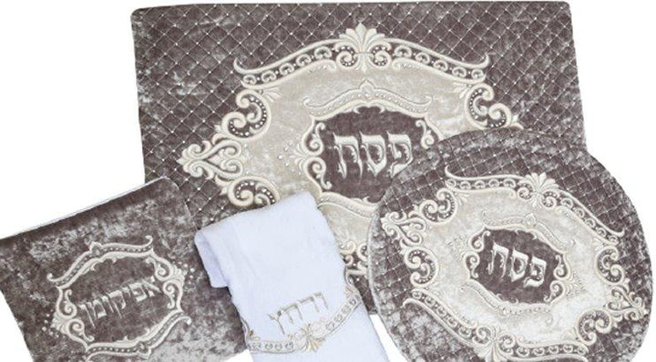 4 Piece Deluxe Passover Seder Sets Marquise Grey 