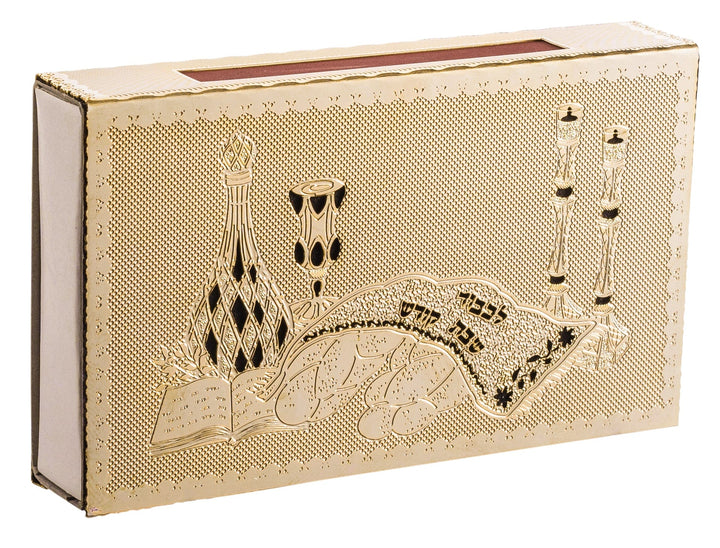 Match Box 24 k gold p Shabbat  Table By Jerusalem Impressions  4 1/4 x3.5"-0