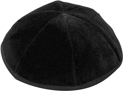 4 Part Black Yarmulke With Rim Size 3-0
