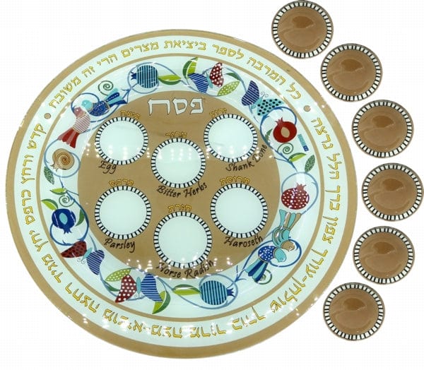 Seder Plate Glass with 6 Dishes