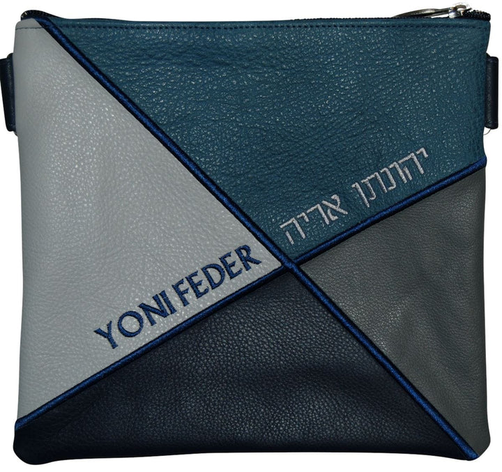 555F-NV Tallis/Tefillin Bags Tefillin Light Cobalt & Silver Grey Navy, Light Grey, Teal & Super Light Grey