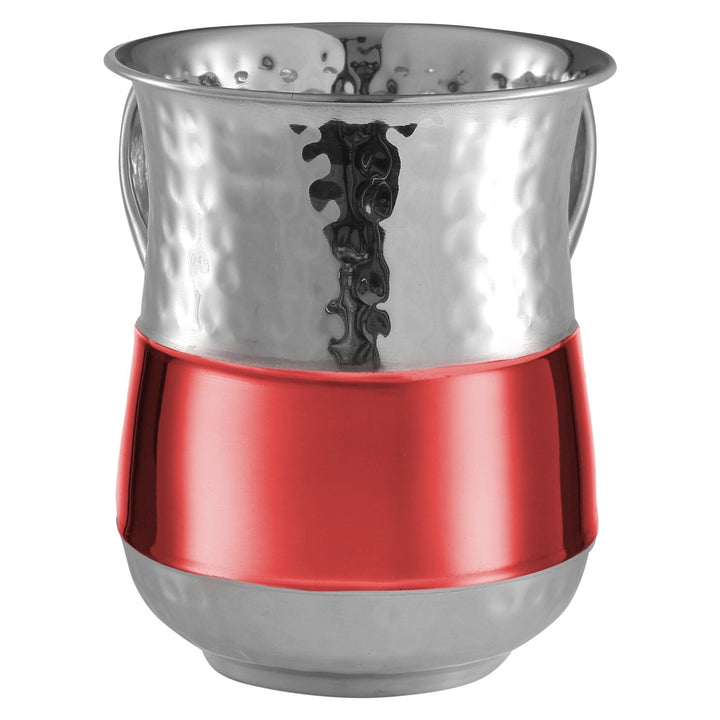 Stainless Steel Washing Cup Hammered Red Stripe`-0