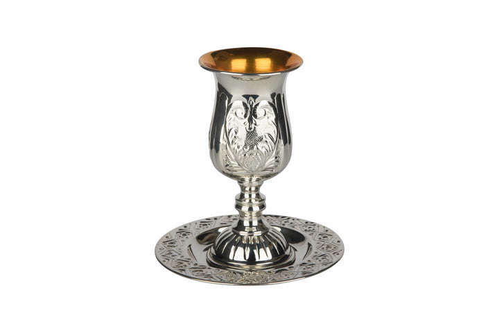 Silver Kiddush Cup Set With Stem 925 sc 5.5"-0