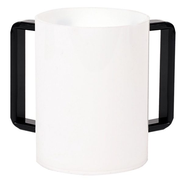 Acrylic Washing Cup White Black Handles 5"-0