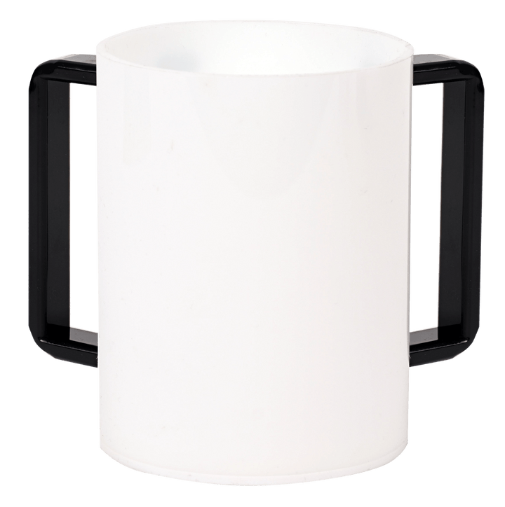 Acrylic Washing Cup White Black Handles 5"-0