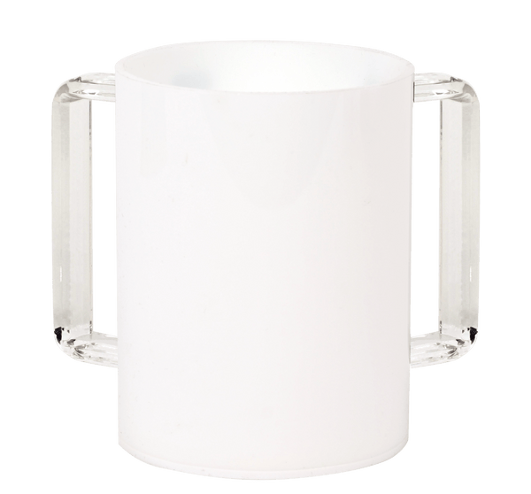 Acrylic Washing Cup White Clear Handles 5"-0