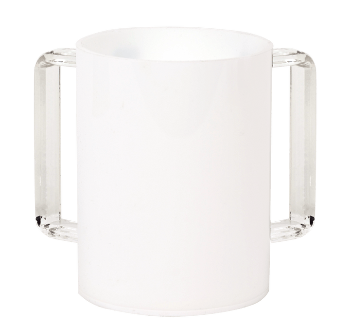 Acrylic Washing Cup White Clear Handles 5"-0