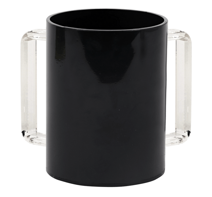Acrylic Washing Cup Black Clear Handles 5"-0