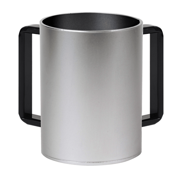 Acrylic Washing Cup Silver Black Handles 5"-0