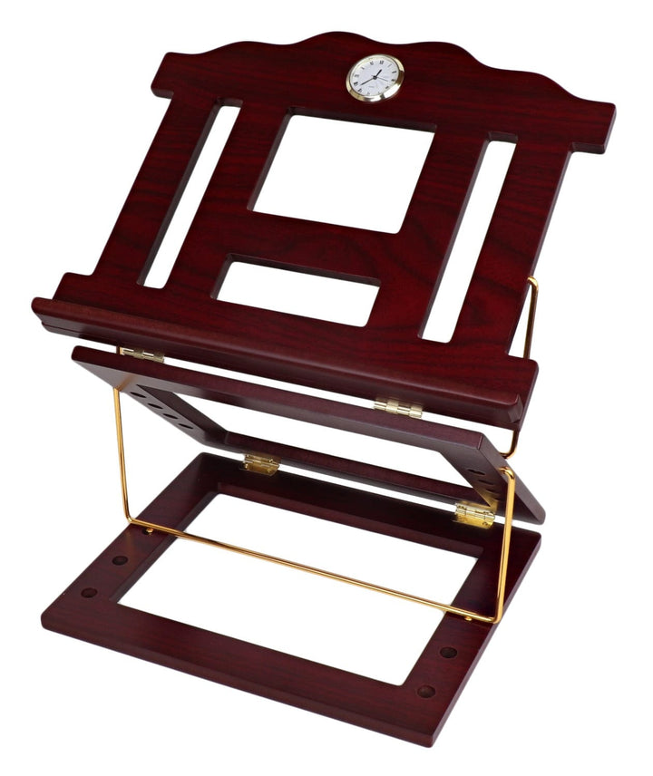 Wooden 2 Tone Book Stand 2 Position Gold Clock 15 x12 "-0