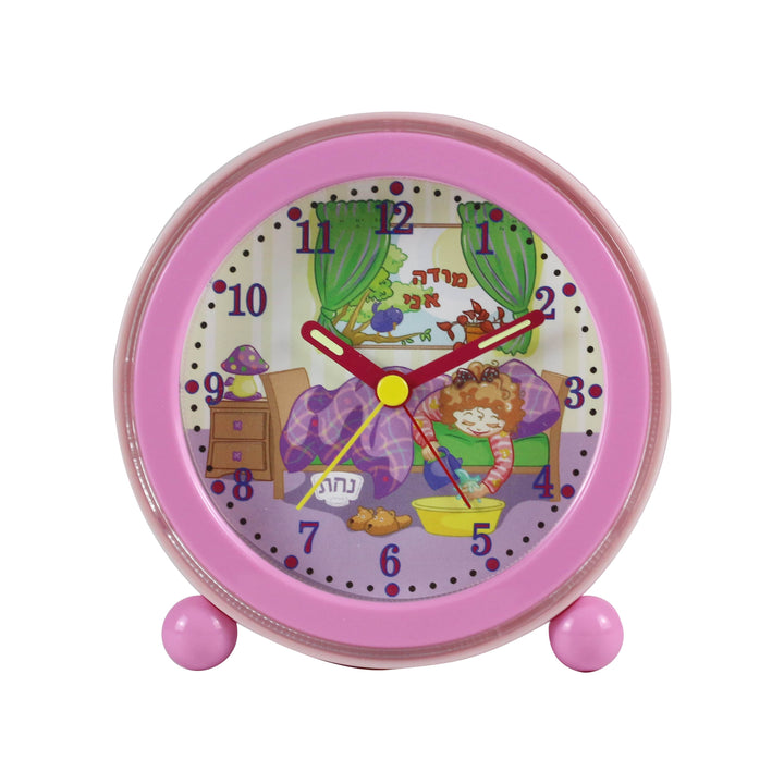 Modeh Ani Singing Alarm Clock - Girl Pink 4.5x4.5 x 13/4" (6 PP)-0