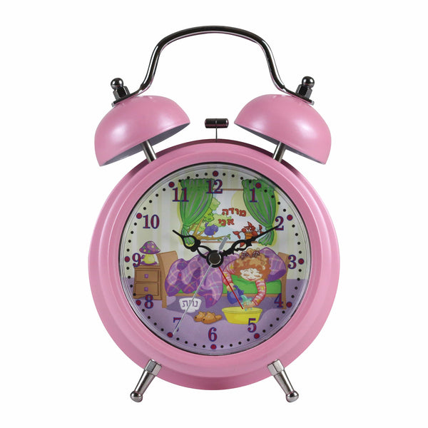 Modeh Ani Singing Alarm Clock Bell - Girl Pink 4.5x4.5 x 13/4" (6 PP)-0
