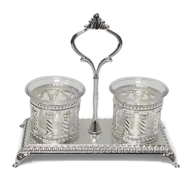 Salt & Pepper Holder Royal Palace Design Silver plated Double-0