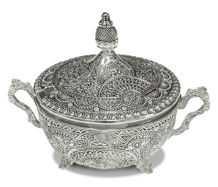 Dish Silver Plated Filigree With Spoon-0
