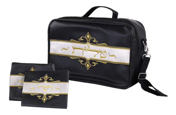Black-White Travel Tallit Bag With Rashi-R"T Bags-0